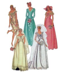 7395 MCCALLS 1981 BRIDES/  MAID SHAPED V-DRESS SLEEVES OR NOT PATTERN 12